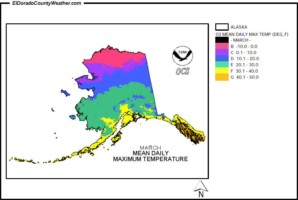 Alaska March Mean Daily Maximum Temperature